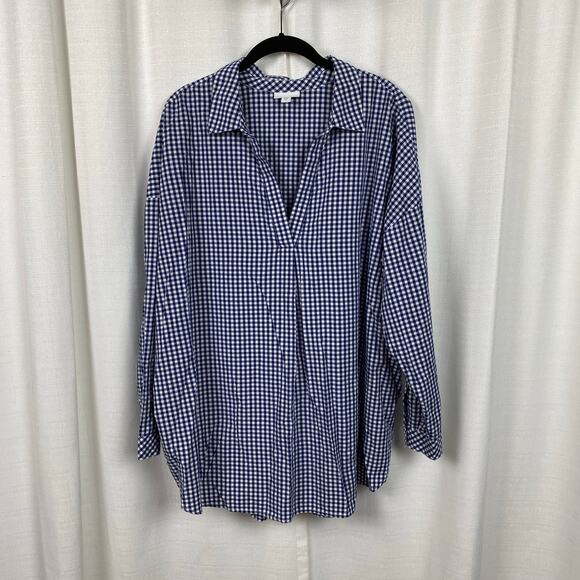 J.Jill Blue Plaid Popover Blouse Sz.2X - Picture 3 of 14